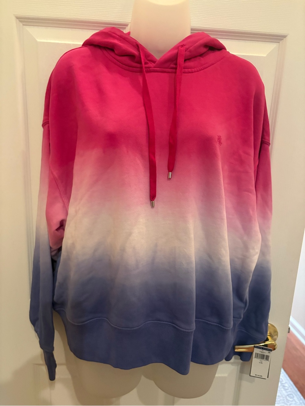Ralph Lauren Ombre Hooded Sweatshirt in Pink, White & Blue